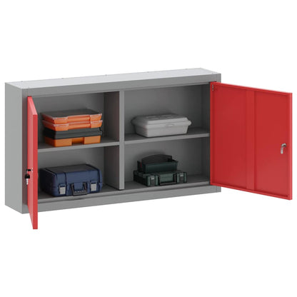 Werkzeugschrank mit Regal Rot und Grau 50 x 20 x 55 cm