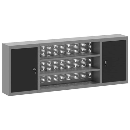 Werkzeugschrank mit Regal Schwarz und Grau 50 x 20 x 55 cm