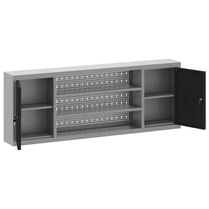 Werkzeugschrank mit Regal Schwarz und Grau 50 x 20 x 55 cm