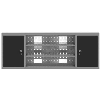 Werkzeugschrank mit Regal Schwarz und Grau 50 x 20 x 55 cm