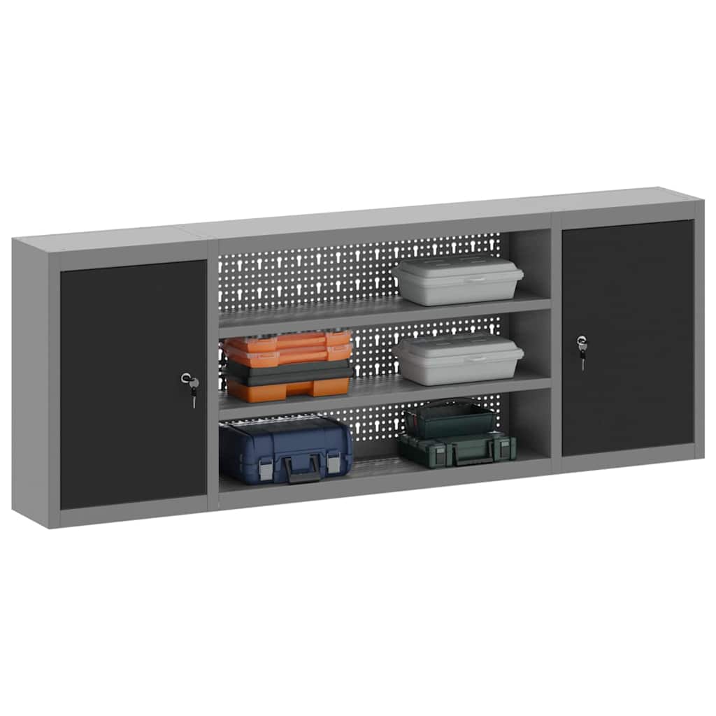 Werkzeugschrank mit Regal Schwarz und Grau 50 x 20 x 55 cm