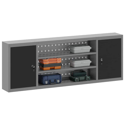 Werkzeugschrank mit Regal Schwarz und Grau 50 x 20 x 55 cm