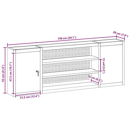 Werkzeugschrank mit Regal Schwarz und Grau 50 x 20 x 55 cm