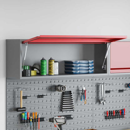 Werkzeugschrank mit Speicher Rot und Grau 100 x 25 x 35 cm
