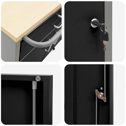 Werkbank mit Schubladen Schwarz und Grau 75 x 45 x 85 cm