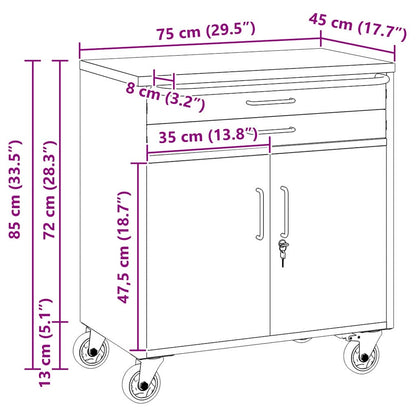 Werkbank mit Schubladen Schwarz und Grau 75 x 45 x 85 cm
