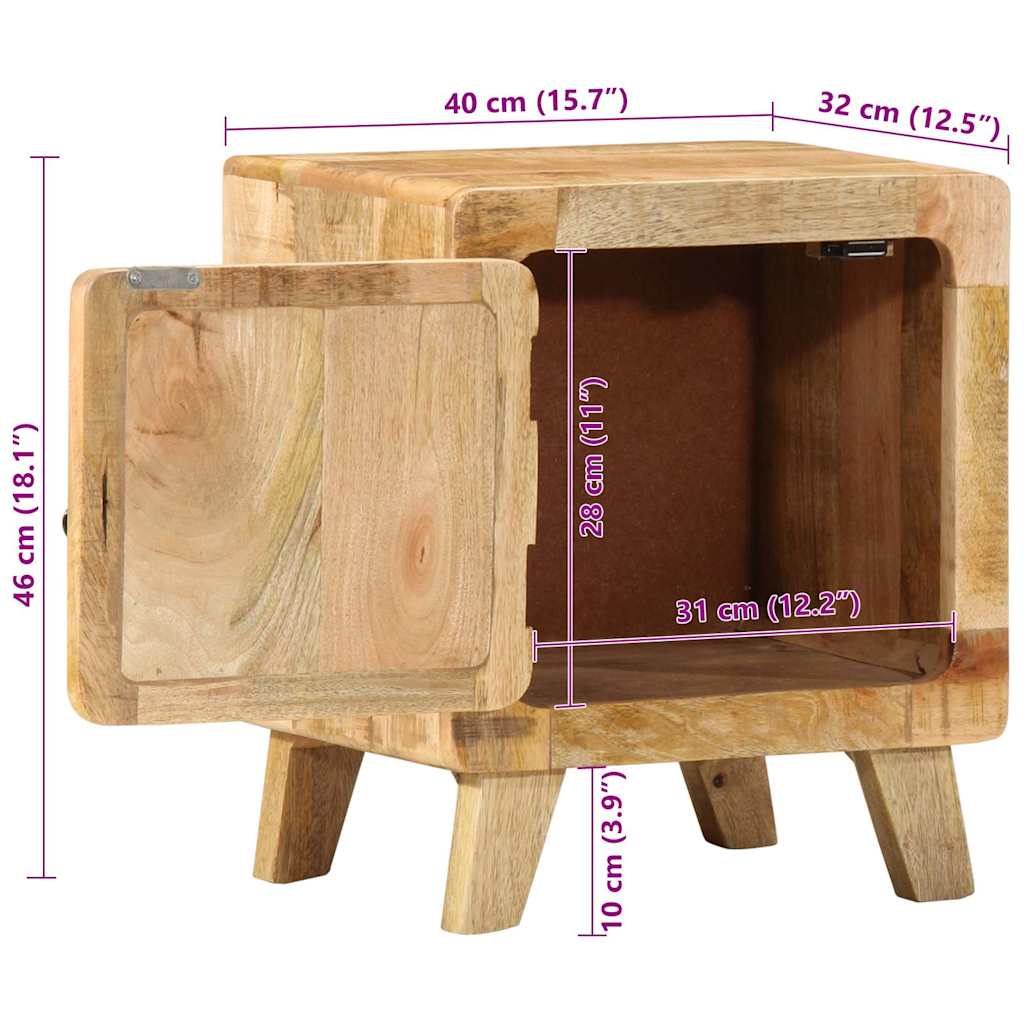 vidaXL Nachttisch 2 Stk. 40x32x46 cm Raues Massivholz Mango