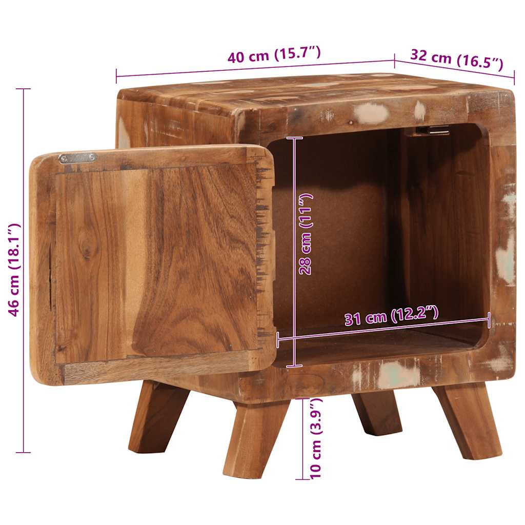 vidaXL Nachttisch 2 Stk. 40x32x46 cm Altholz Massiv