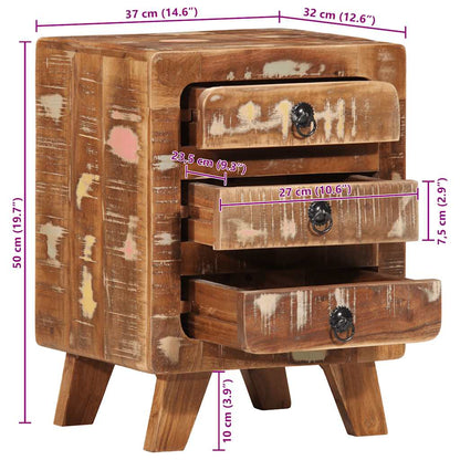 vidaXL Nachttisch 37x32x50 cm Altholz Massivholz