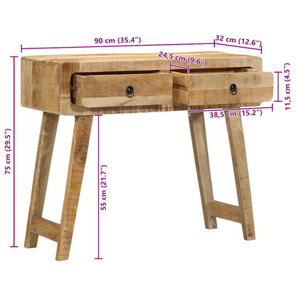 vidaXL Konsolentisch 90x32x75 cm Raues Massivholz Mango