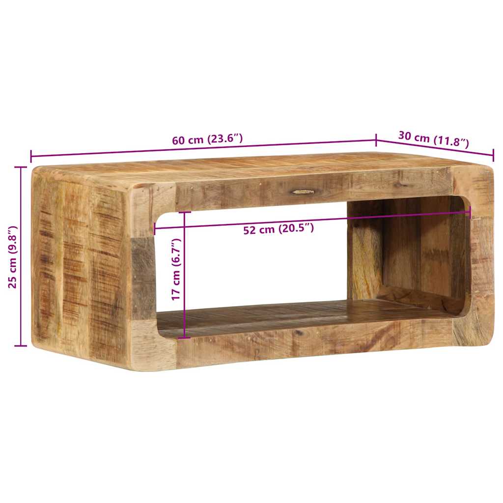 vidaXL Meuble TV avec étagère Marron 60 x 30 x 25 cm Bois de manguier massif