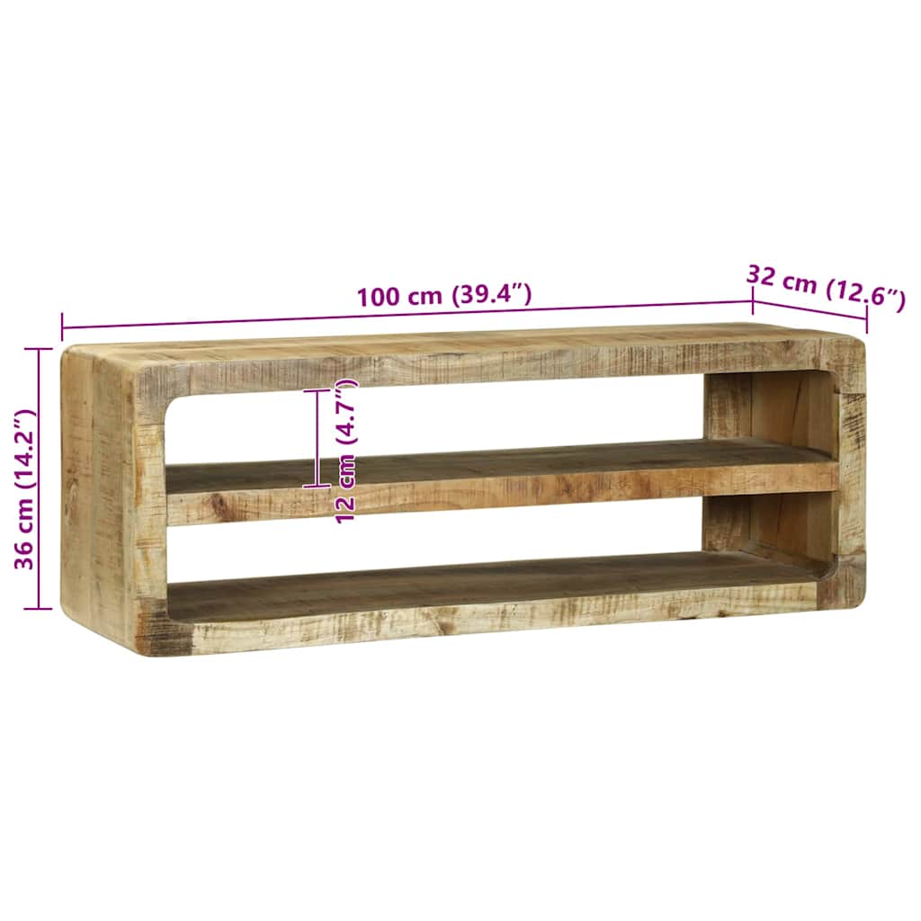 vidaXL TV-Schränk mit Regal Braun 100 x 32 x 36 cm Massivholz Mango