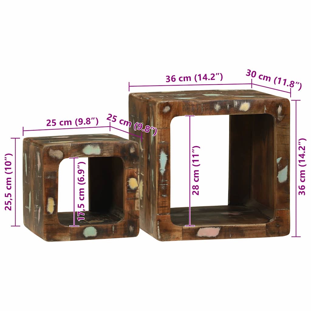vidaXL TV-Einheiten 2 pcs Mehrfarbig Massives upgecyceltes Holz
