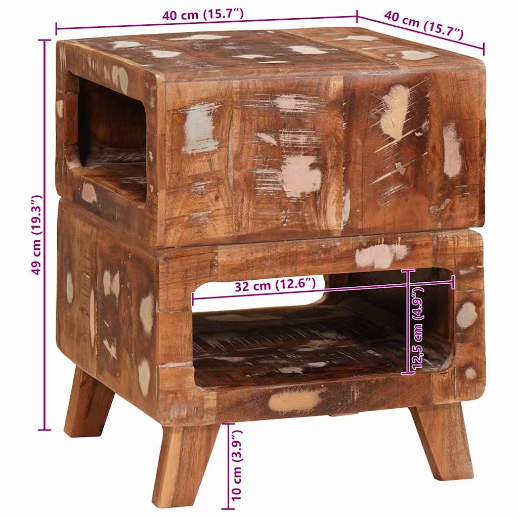 vidaXL Beistelltisch Braun 40 x 40 x 49 cm Massives upgecyceltes Holz