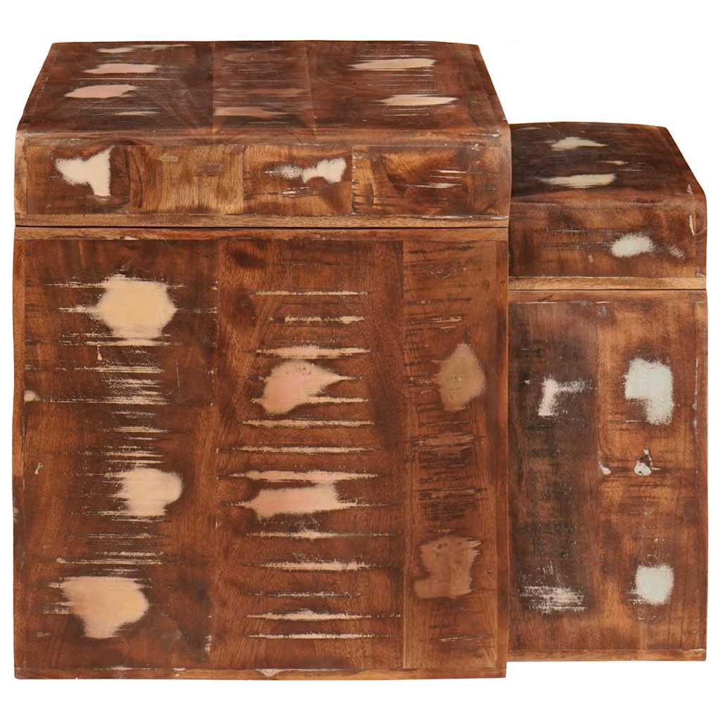 Satztische 2 pcs Braun Massives upgecyceltes Holz