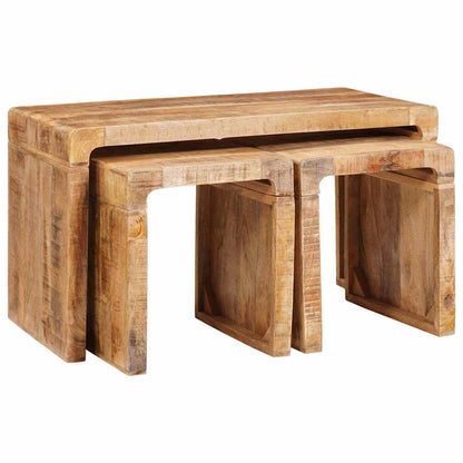 vidaXL Nestingtisch 3 pcs Braun Massivholz Mango