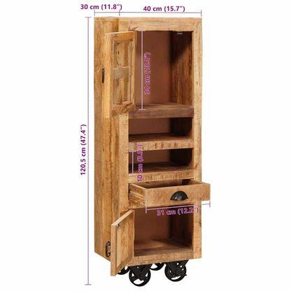 vidaXL Highboard Braun 40 x 30 x 120,5 cm Massivholz Mango
