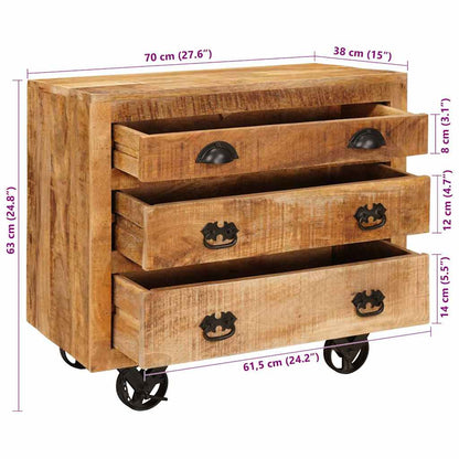 vidaXL Seitenschrank Braun 70 x 38 x 63 cm Massivholz Mango