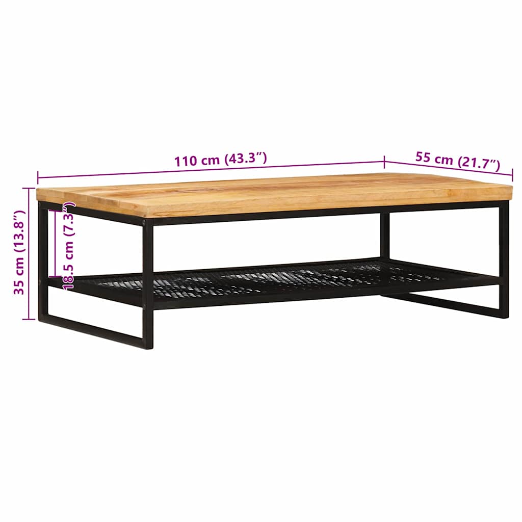 vidaXL Couchtisch Braun und Schwarz 110 x 55 x 35 cm Massivholz Mango
