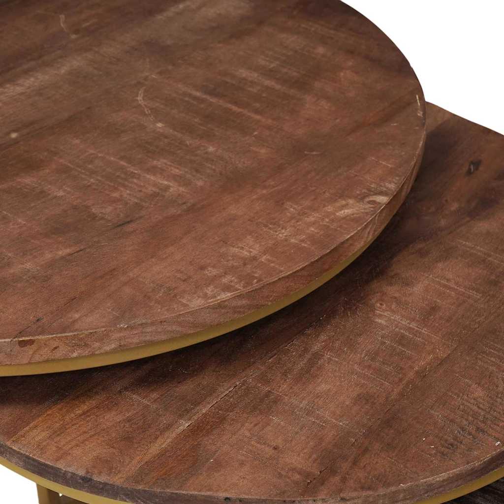 Nesting-Couchtische 3 pcs Massivholz Mango und Stahl