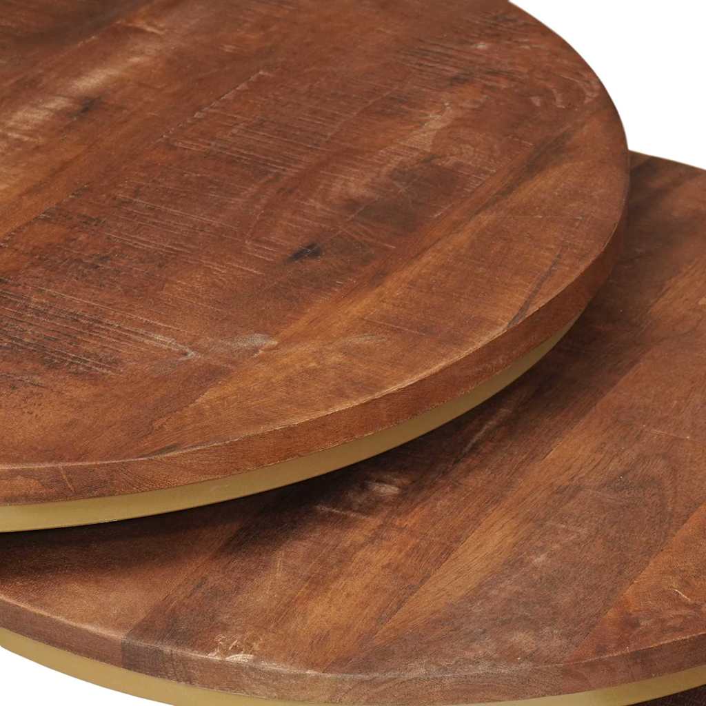 vidaXL Nesting-Couchtische 3 pcs Honigbraun Massivholz Mango und Stahl