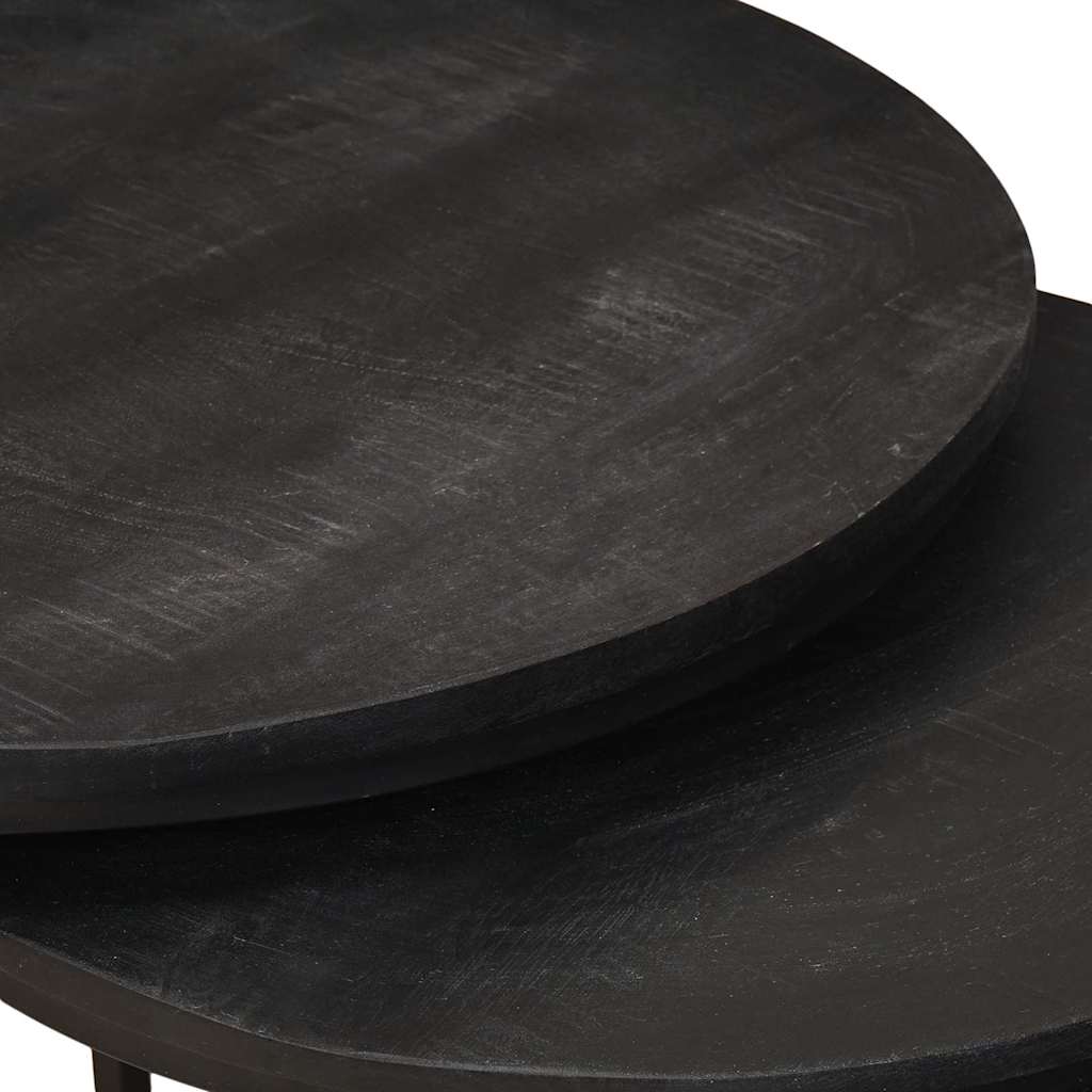 vidaXL Tables basses gigognes 3 pcs Noir Bois de manguier massif et Acier