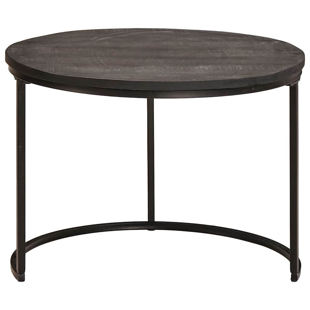 vidaXL Tables basses gigognes 3 pcs Noir Bois de manguier massif et Acier