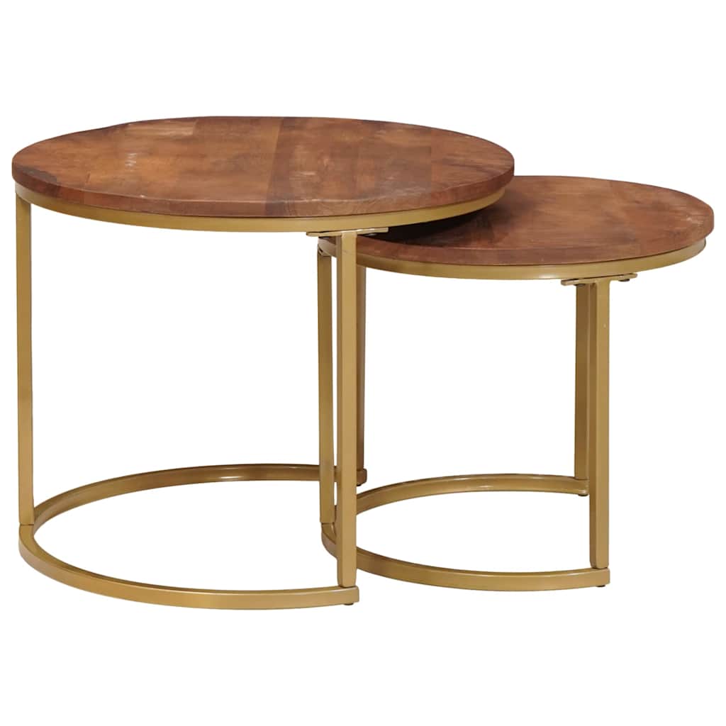 Nesting-Couchtische 2 pcs Honigbraun Massivholz Mango und Stahl