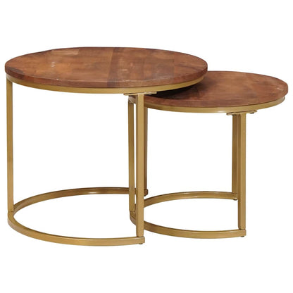 Nesting-Couchtische 2 pcs Honigbraun Massivholz Mango und Stahl