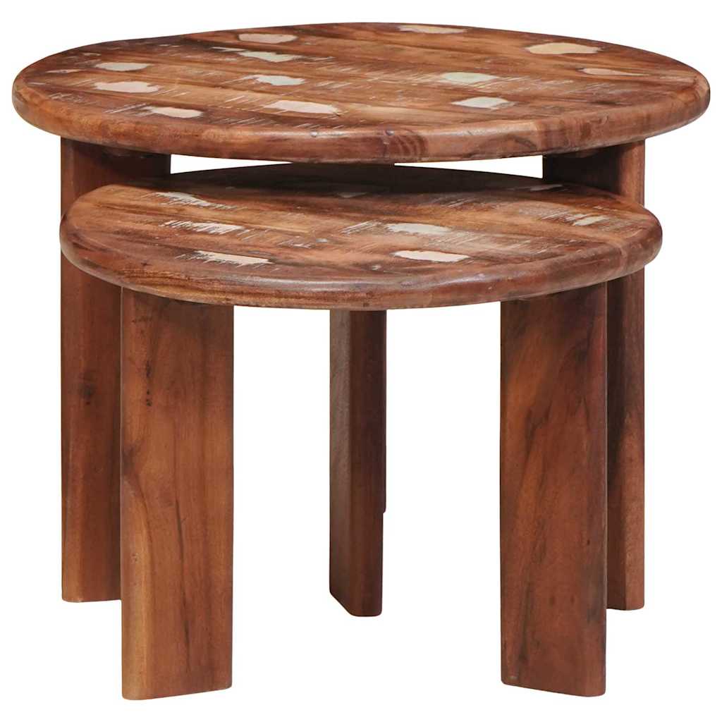 Nesting-Couchtische 2 pcs Mehrfarbig Massives Altholz