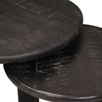 Nesting-Couchtische 2 pcs Weiß Massivholz Mango