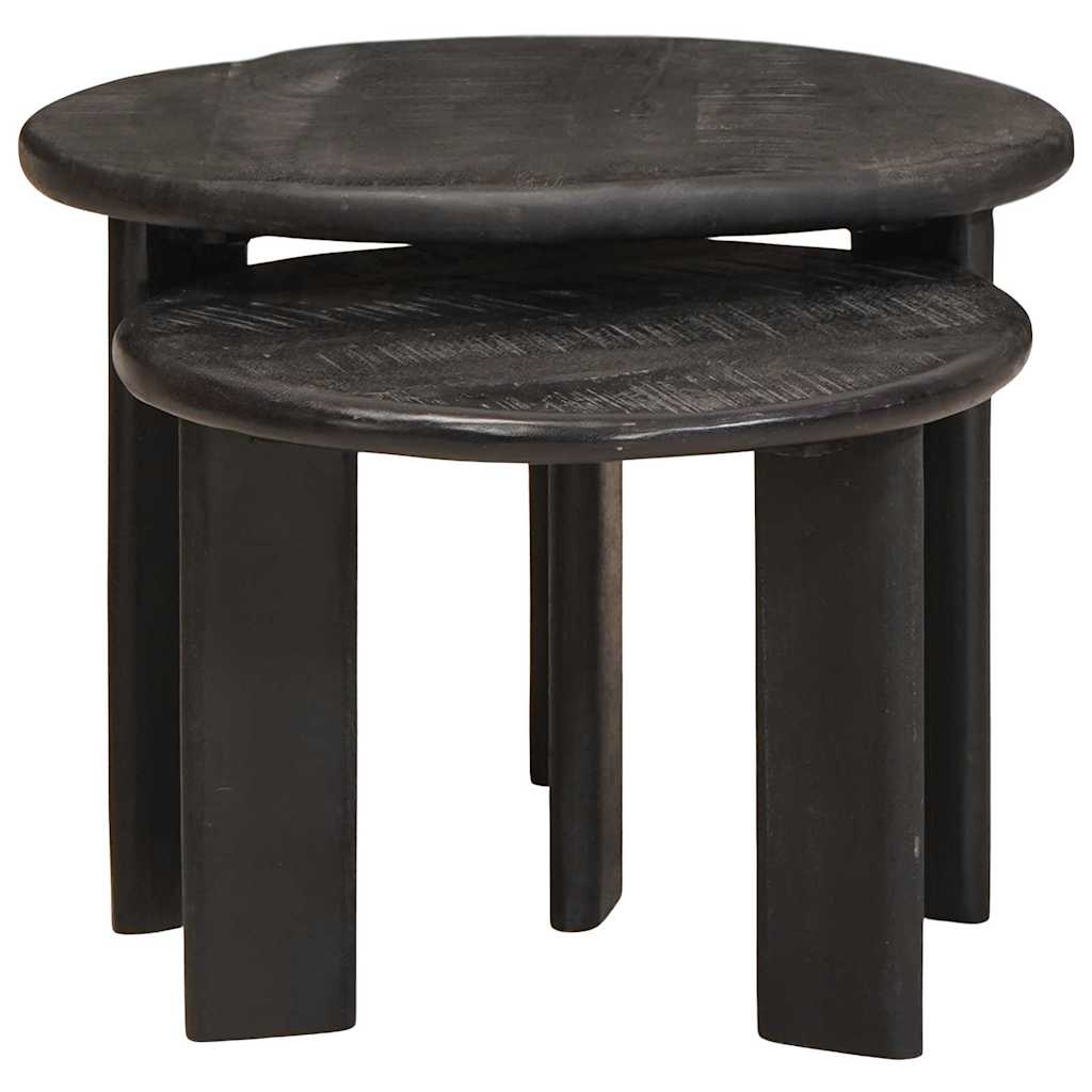 Nesting-Couchtische 2 pcs Weiß Massivholz Mango