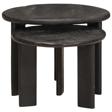 vidaXL Nesting-Couchtische 2 pcs Weiß Massivholz Mango