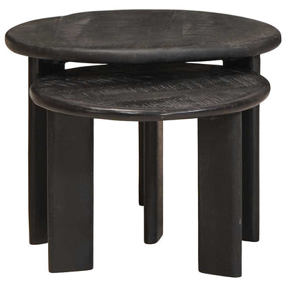 Nesting-Couchtische 2 pcs Weiß Massivholz Mango