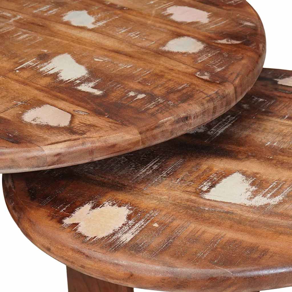 vidaXL Nesting-Couchtische 3 pcs Mehrfarbig Massives Altholz