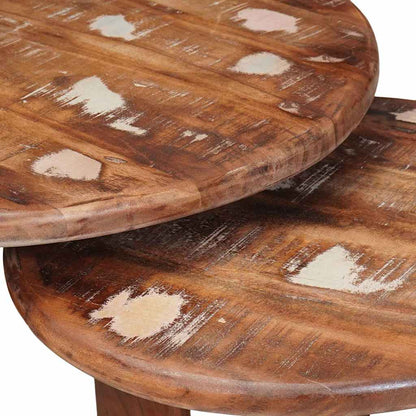 vidaXL Nesting-Couchtische 3 pcs Mehrfarbig Massives Altholz