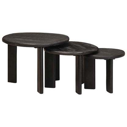 Nesting-Couchtische 3 pcs Weiß Massivholz Mango