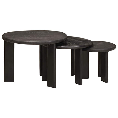 Nesting-Couchtische 3 pcs Weiß Massivholz Mango