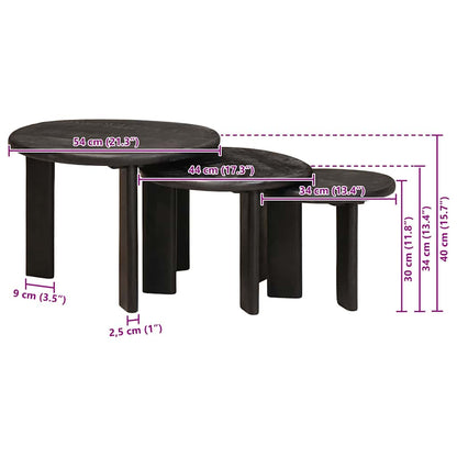 Nesting-Couchtische 3 pcs Weiß Massivholz Mango