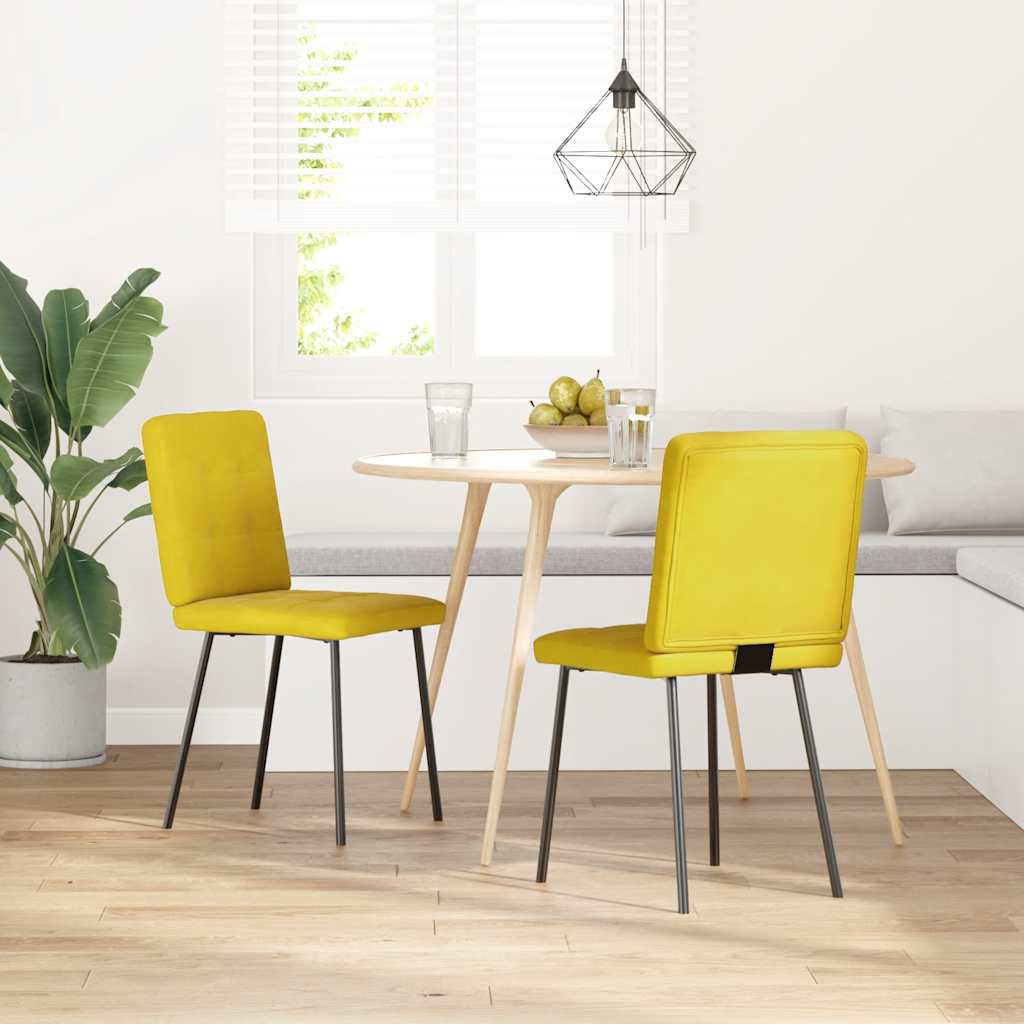 vidaXL Chaises de salle à manger 2 pcs Jaune Velours