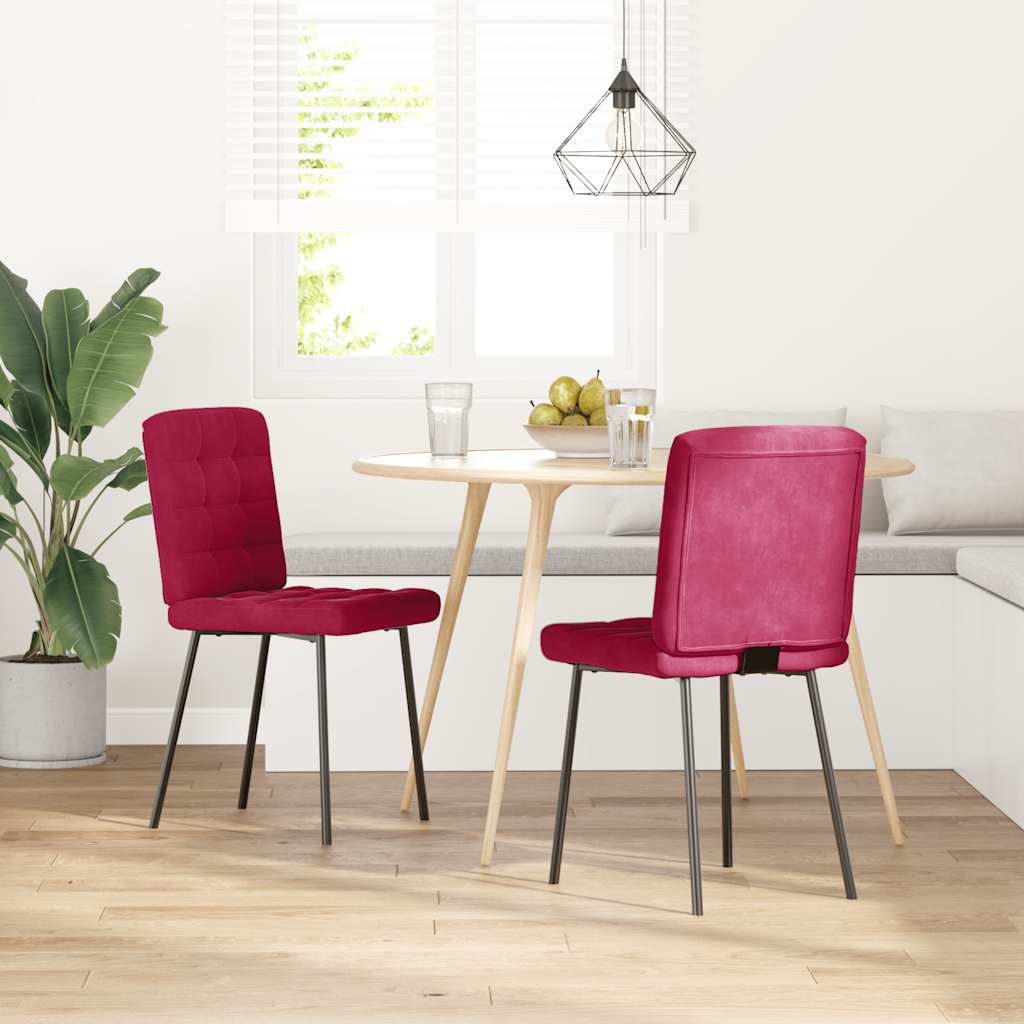 vidaXL Esszimmerstühle 2 Stk. Weinrot Samt