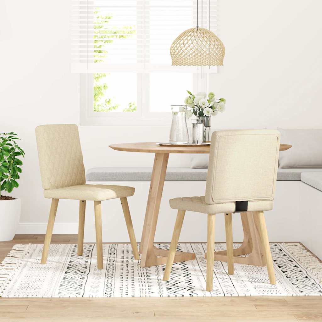 vidaXL Esszimmerstühle 2 Stk. Creme Stoff