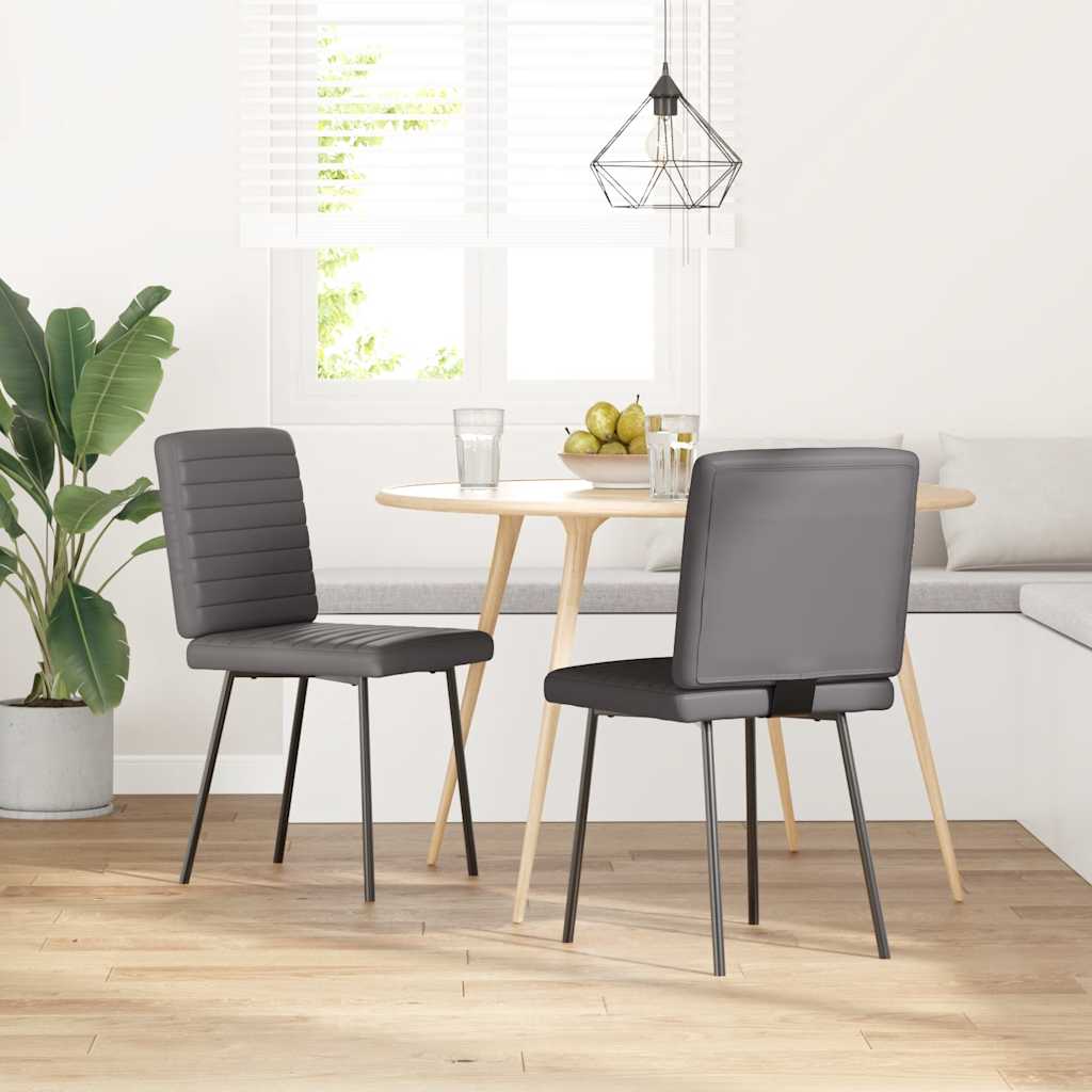 vidaXL Esszimmerstühle 2 Stk. Grau Kunstleder