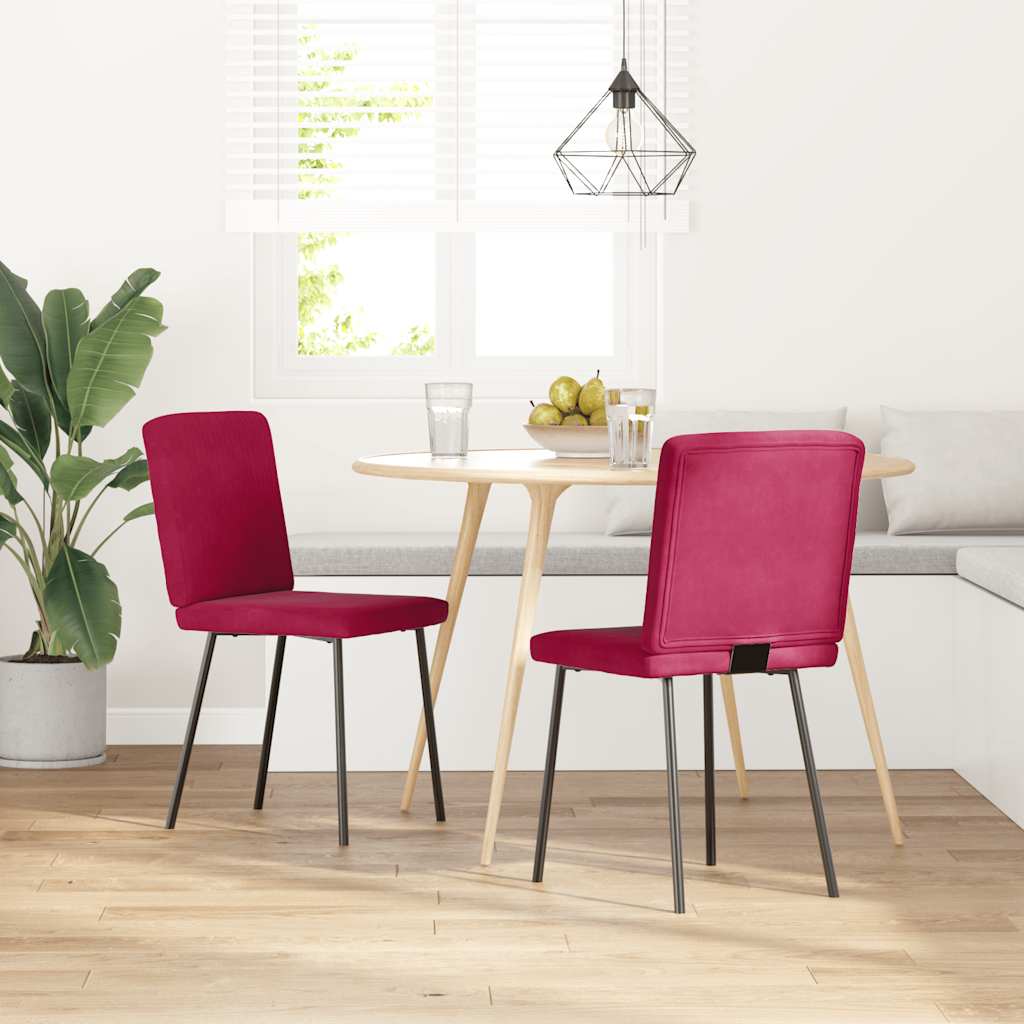 vidaXL Esszimmerstühle 2 Stk. Weinrot Samt