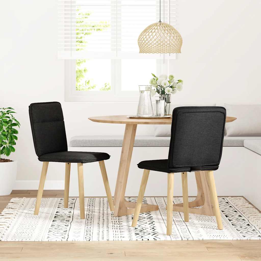 vidaXL Chaises de salle à manger 2 pcs Tissu noir
