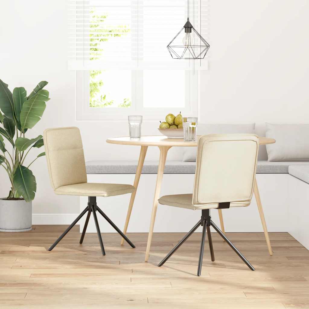 vidaXL Chaises de salle à manger 2 pcs Crème Tissu