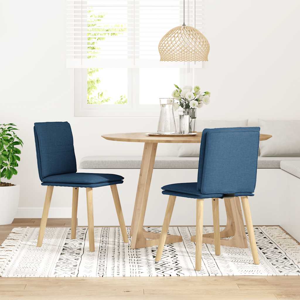 vidaXL Esszimmerstühle 2 Stk. Blau Stoff