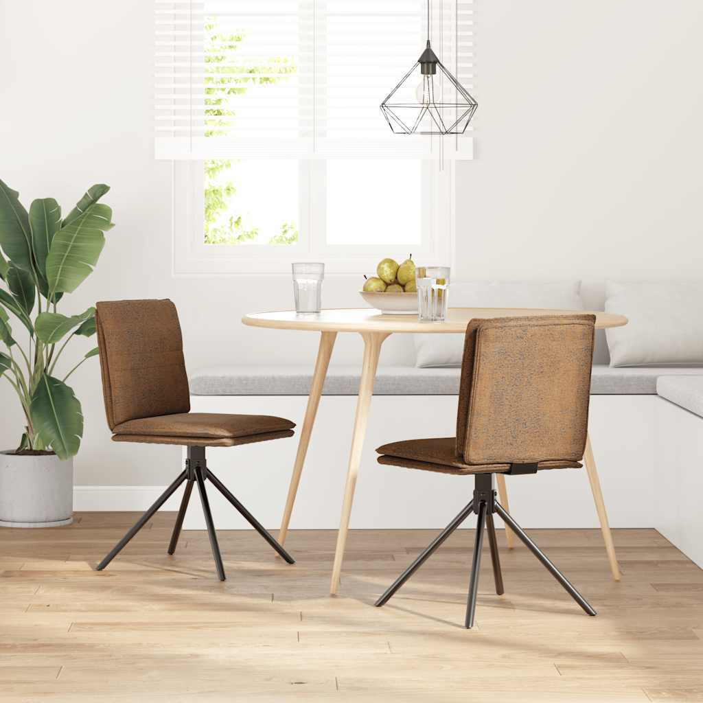 vidaXL Chaise de salle à manger en similicuir daim marron