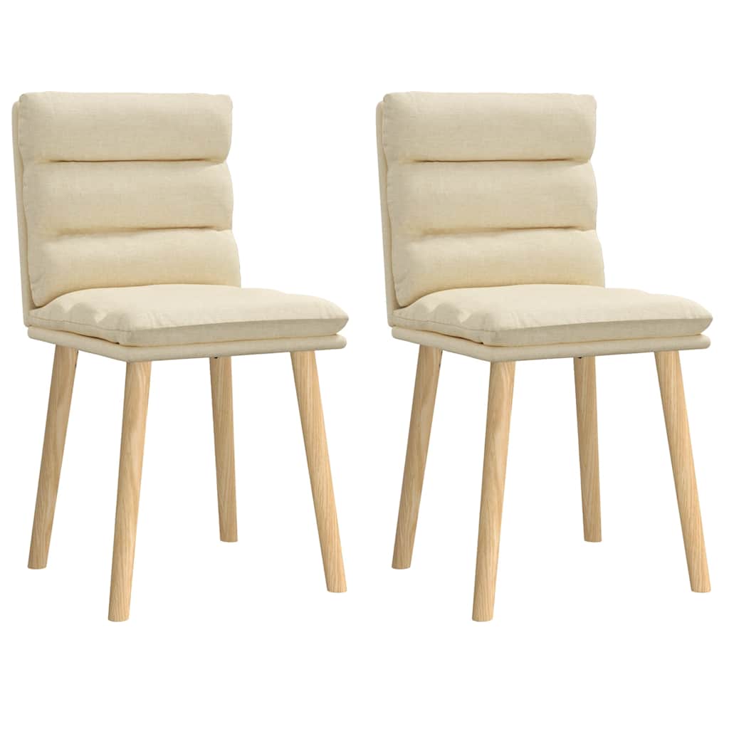 vidaXL Esszimmerstühle 2 Stk. Creme Stoff