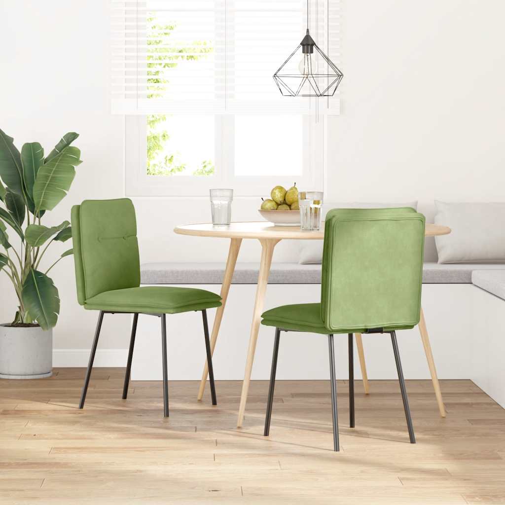 vidaXL Chaises de salle à manger 2 pcs Vert clair Velours